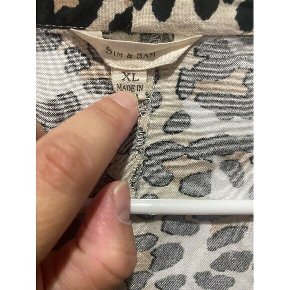 Sim & Sam Leopard Print Kimono Open Cardigan  Top Sz XL Boho Indie Artsy - Picture 4 of 7